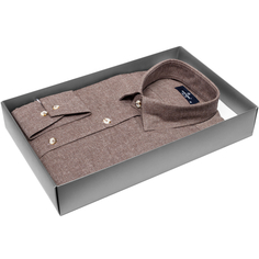 Мужская рубашка Poggino приталенный цвет коричневый меланж купить в Москве недорого