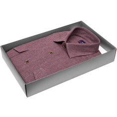 Мужская рубашка Poggino приталенный цвет бордовый в клетку купить в Москве недорого