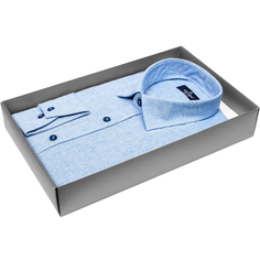 Мужская рубашка Poggino приталенный цвет голубой меланж купить в Москве недорого