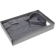 Мужская рубашка Poggino приталенный цвет серый меланж купить в Москве недорого