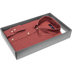 Мужская рубашка Poggino приталенный цвет кирпичный меланж купить в Москве недорого