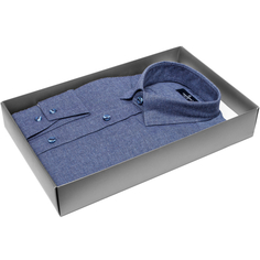 Мужская рубашка Poggino приталенный цвет синий меланж купить в Москве недорого