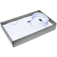 Мужская рубашка Poggino приталенный цвет голубой в клетку купить в Москве недорого