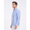 Голубая мужская рубашка Non Iron в полоску с длинными рукавами-12