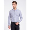 Синяя приталенная рубашка в полоску с длинным рукавом-8