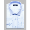 Голубая приталенная рубашка в полоску с длинными рукавами-19