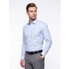 Голубая приталенная рубашка в полоску с длинными рукавами-6