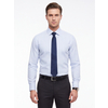 Голубая приталенная рубашка в полоску с длинным рукавом-9